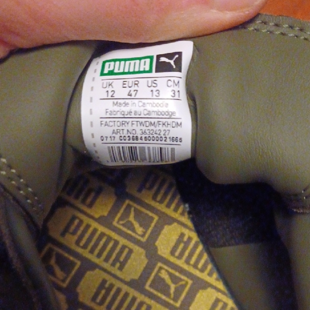 Puma Suede Men's Olive and White Sneakers - Picture 2 of 5